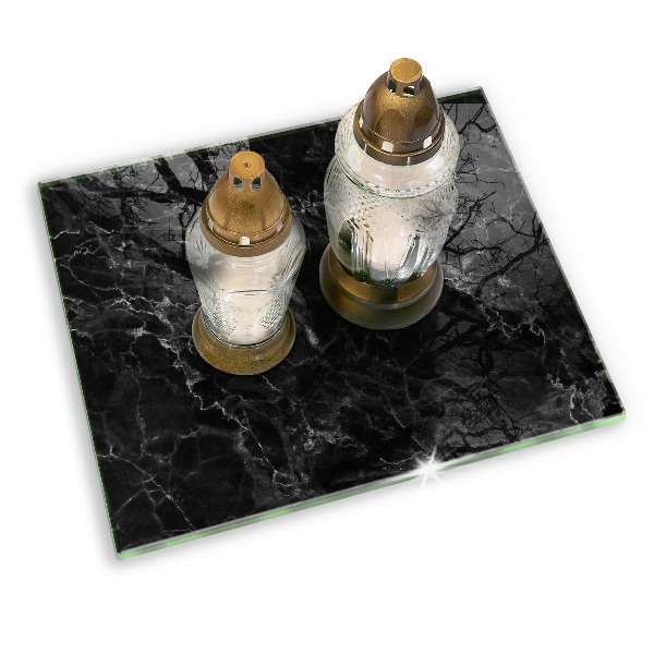 Piastra in vetro per candele tombali con motivo in marmo elegante