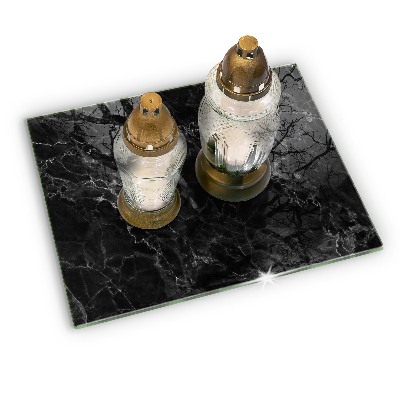 Piastra in vetro per candele tombali con motivo in marmo elegante