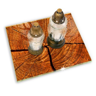 Piastra in vetro per candele tombali con struttura del tronco in legno