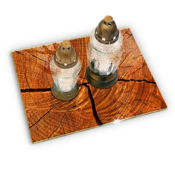 Piastra in vetro per candele tombali con struttura del tronco in legno