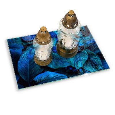 Piatto per candele con motivo di foglie tropicali