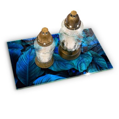 Piatto per candele con motivo di foglie tropicali