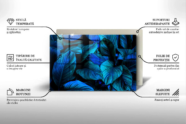 Piatto per candele con motivo di foglie tropicali