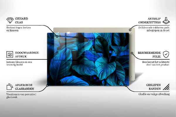 Piatto per candele con motivo di foglie tropicali