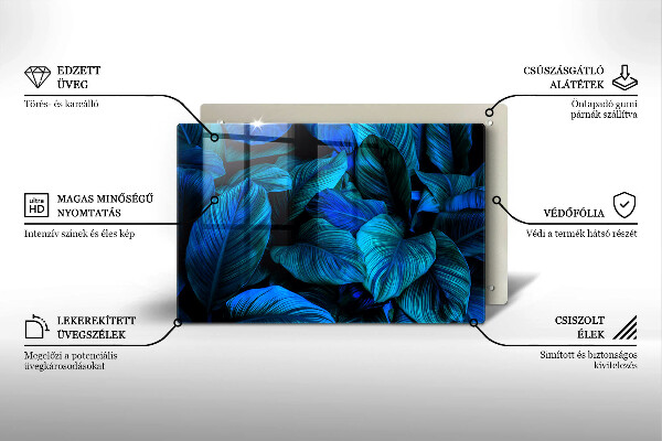 Piatto per candele con motivo di foglie tropicali