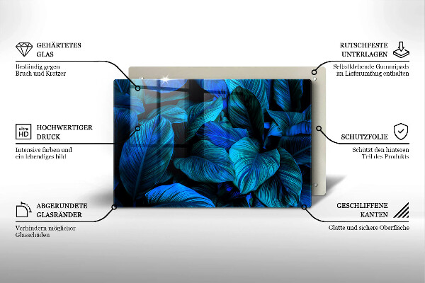 Piatto per candele con motivo di foglie tropicali