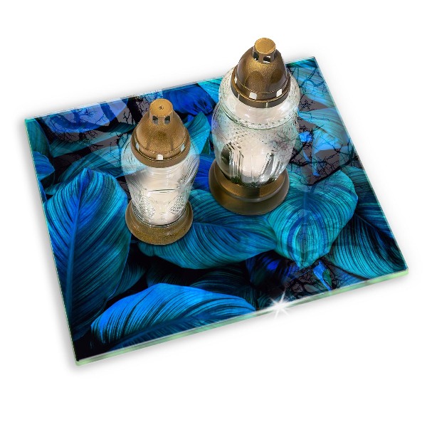 Piatto per candele con motivo di foglie tropicali