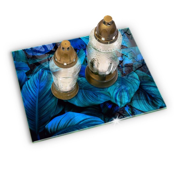 Piatto per candele con motivo di foglie tropicali