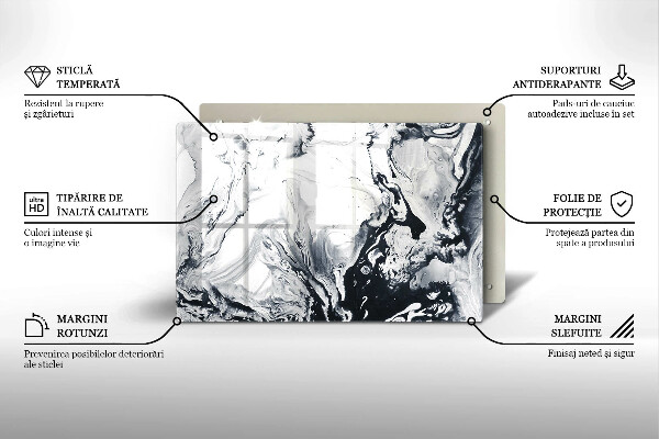 Piatto per candele con motivo ad inchiostro in stile astratto