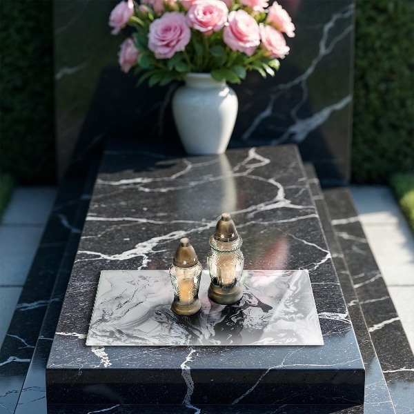 Piatto per candele con motivo ad inchiostro in stile astratto