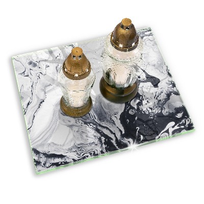 Piatto per candele con motivo ad inchiostro in stile astratto