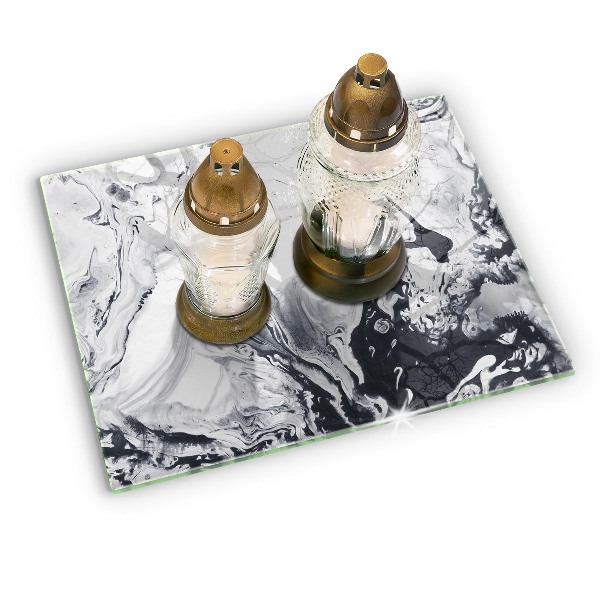 Piatto per candele con motivo ad inchiostro in stile astratto