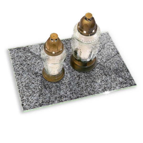 Piastra in vetro per candele tombali con struttura effetto pietra