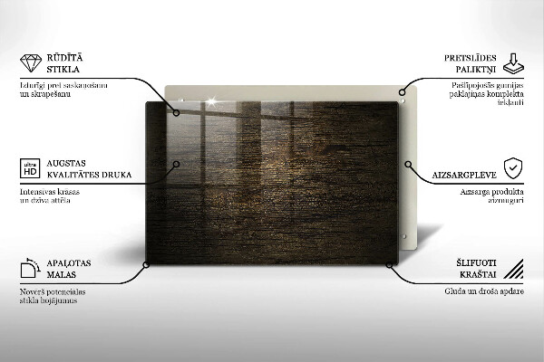 Piastra in vetro per candele tombali con motivo a corteccia dall'aspetto di legno