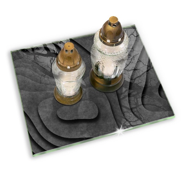 Piastra in vetro per candele tombali con motivo a forme di pietra 3D