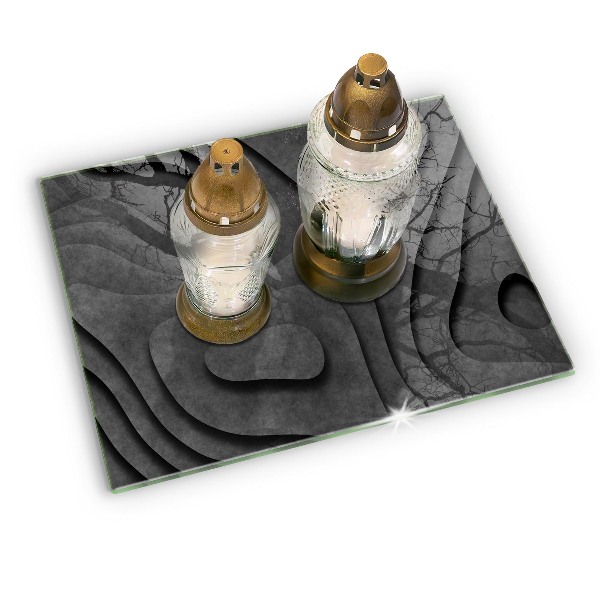 Piastra in vetro per candele tombali con motivo a forme di pietra 3D