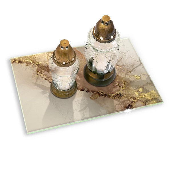 Piastra in vetro per candele tombali con motivo oro astratto