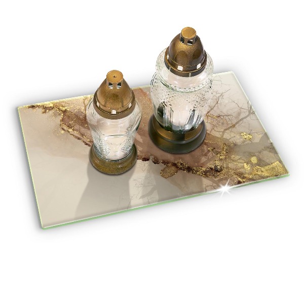 Piastra in vetro per candele tombali con motivo oro astratto