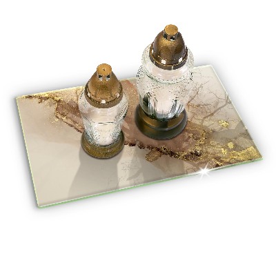 Piastra in vetro per candele tombali con motivo oro astratto