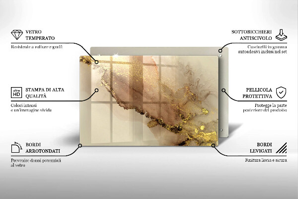 Piastra in vetro per candele tombali con motivo oro astratto