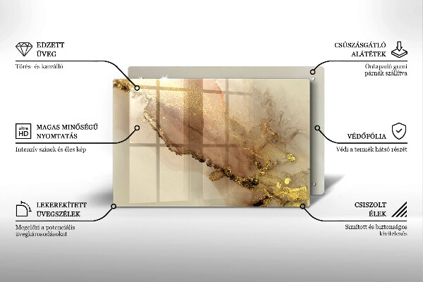 Piastra in vetro per candele tombali con motivo oro astratto