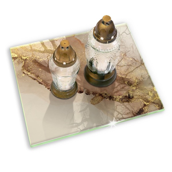 Piastra in vetro per candele tombali con motivo oro astratto