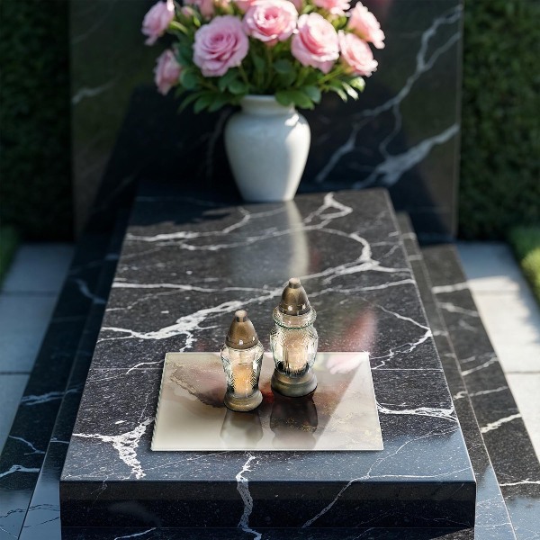 Piastra in vetro per candele tombali con motivo oro astratto