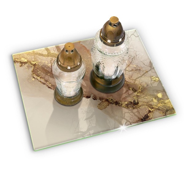 Piastra in vetro per candele tombali con motivo oro astratto