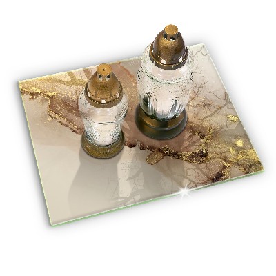 Piastra in vetro per candele tombali con motivo oro astratto