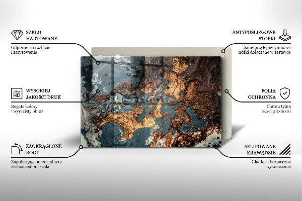 Piastra in vetro per candele tombali con motivo a struttura rocciosa dorata
