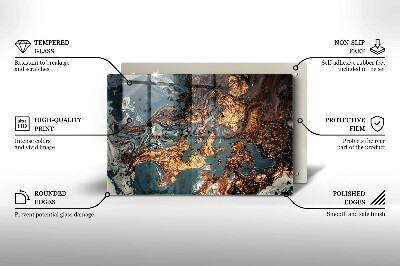 Piastra in vetro per candele tombali con motivo a struttura rocciosa dorata