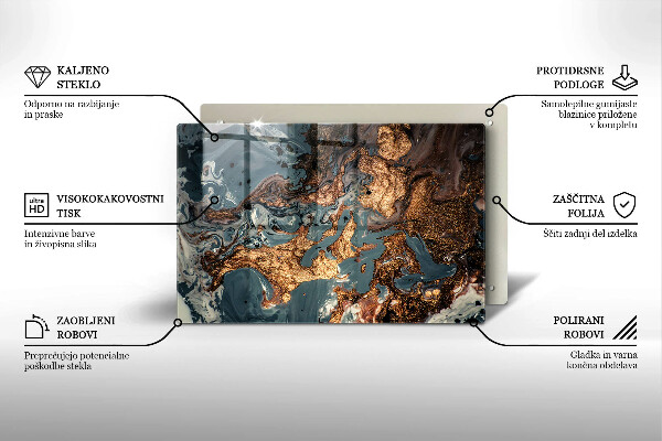 Piastra in vetro per candele tombali con motivo a struttura rocciosa dorata