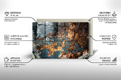 Piastra in vetro per candele tombali con motivo a struttura rocciosa dorata