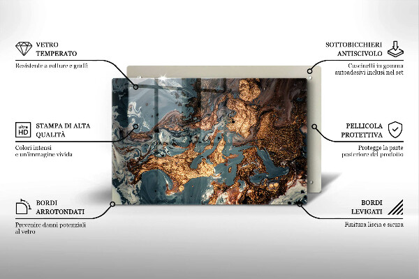 Piastra in vetro per candele tombali con motivo a struttura rocciosa dorata