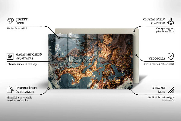 Piastra in vetro per candele tombali con motivo a struttura rocciosa dorata