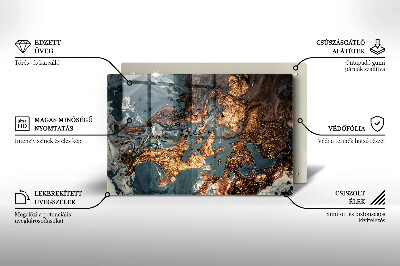 Piastra in vetro per candele tombali con motivo a struttura rocciosa dorata
