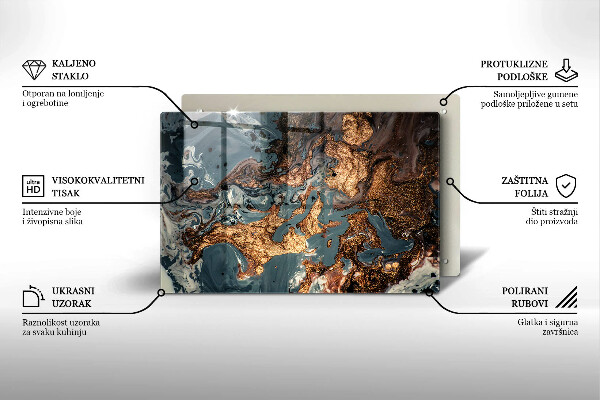 Piastra in vetro per candele tombali con motivo a struttura rocciosa dorata