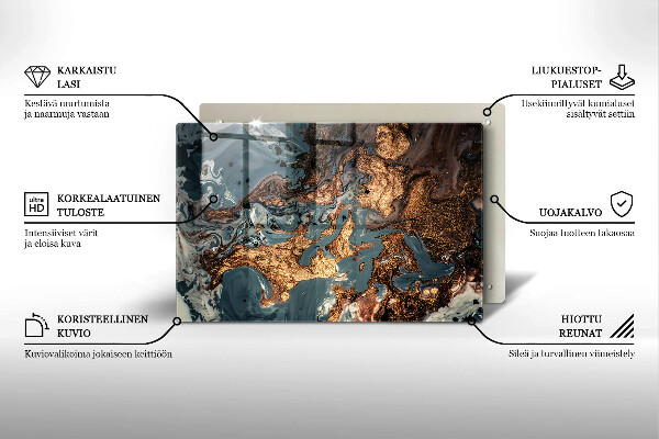 Piastra in vetro per candele tombali con motivo a struttura rocciosa dorata