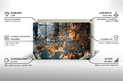 Piastra in vetro per candele tombali con motivo a struttura rocciosa dorata