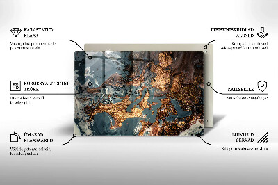 Piastra in vetro per candele tombali con motivo a struttura rocciosa dorata