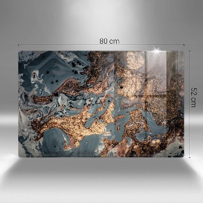 Piastra in vetro per candele tombali con motivo a struttura rocciosa dorata