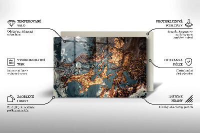 Piastra in vetro per candele tombali con motivo a struttura rocciosa dorata