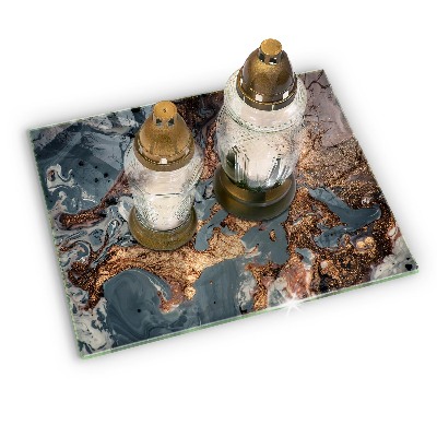 Piastra in vetro per candele tombali con motivo a struttura rocciosa dorata