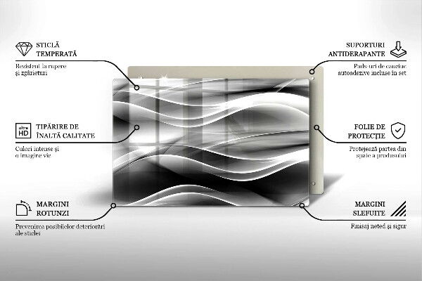 Piastra in vetro per candele tombali con motivo a linee delicate astratte