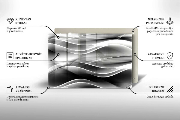 Piastra in vetro per candele tombali con motivo a linee delicate astratte