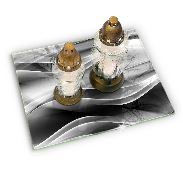 Piastra in vetro per candele tombali con motivo a linee delicate astratte