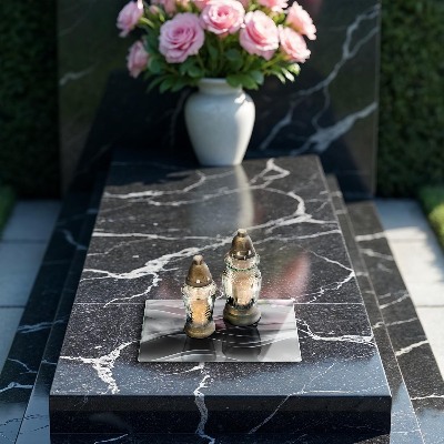 Piastra in vetro per candele tombali con motivo a linee delicate astratte