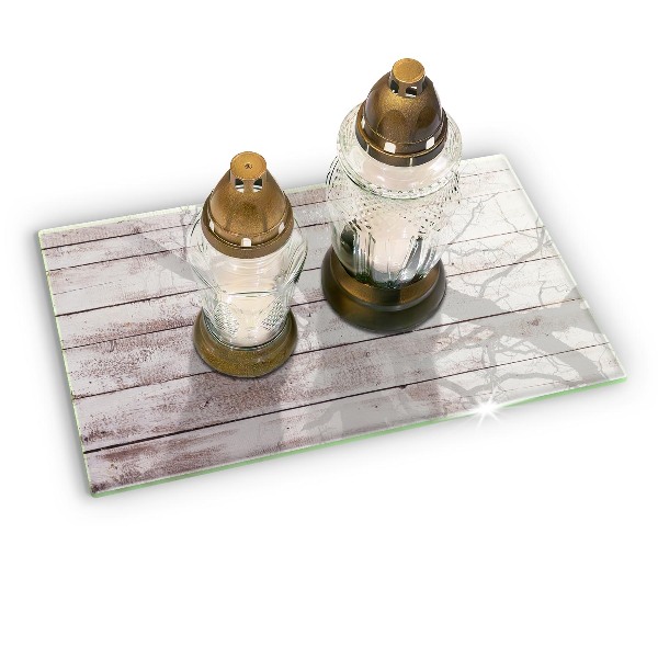 Piatto per candele con motivo di vecchie assi di legno