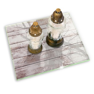 Piatto per candele con motivo di vecchie assi di legno