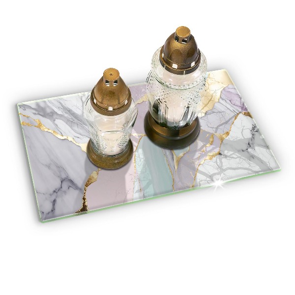 Piatto per candele con finitura in marmo pastello